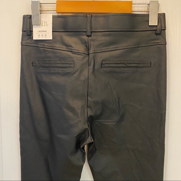 NWT Zara high rise faux leather black leggings size medium - Picture 2 of 8
